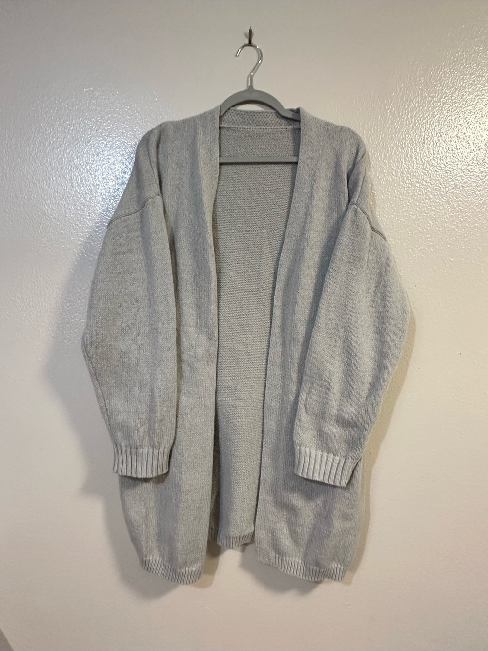 Cozy Open-Front Light Gray Cardigan